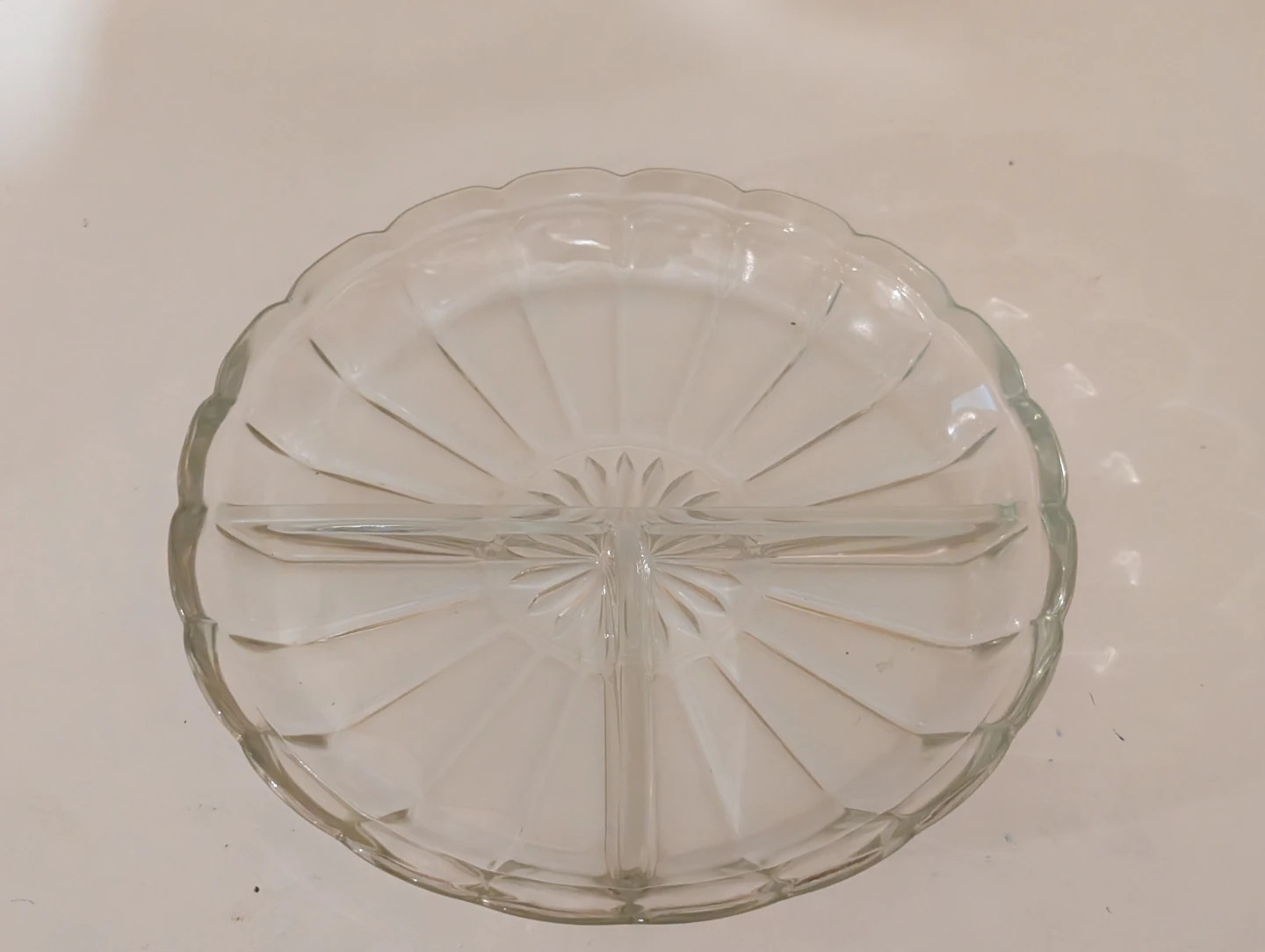 Vintage Clear Glass 3-Section Divided Serving Dish