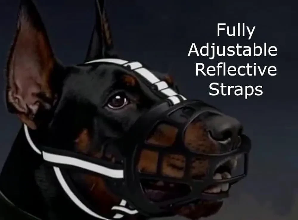 Black Dog Muzzle with Reflective Straps - Size 4