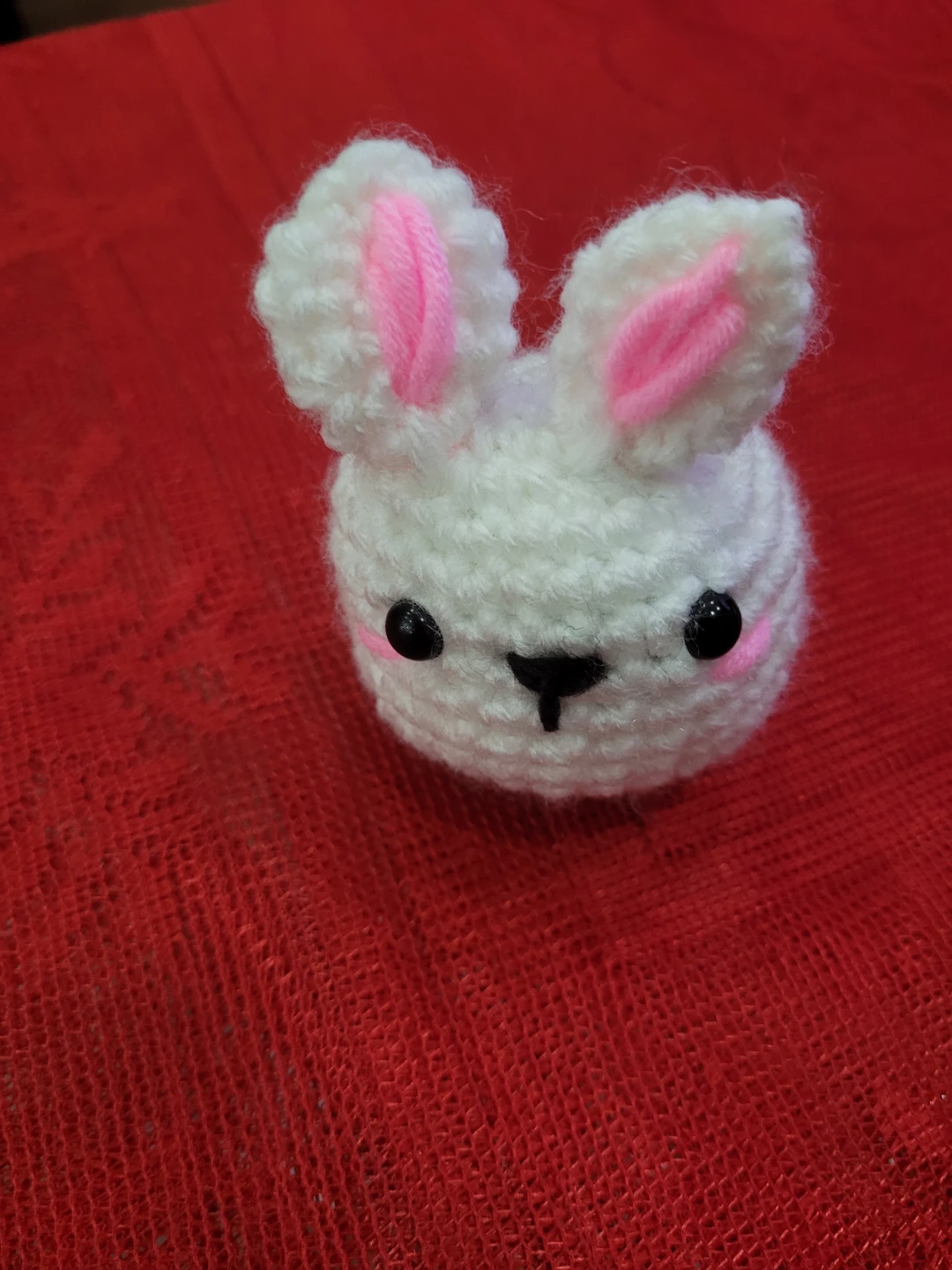 Two handmade crochet bunnies
