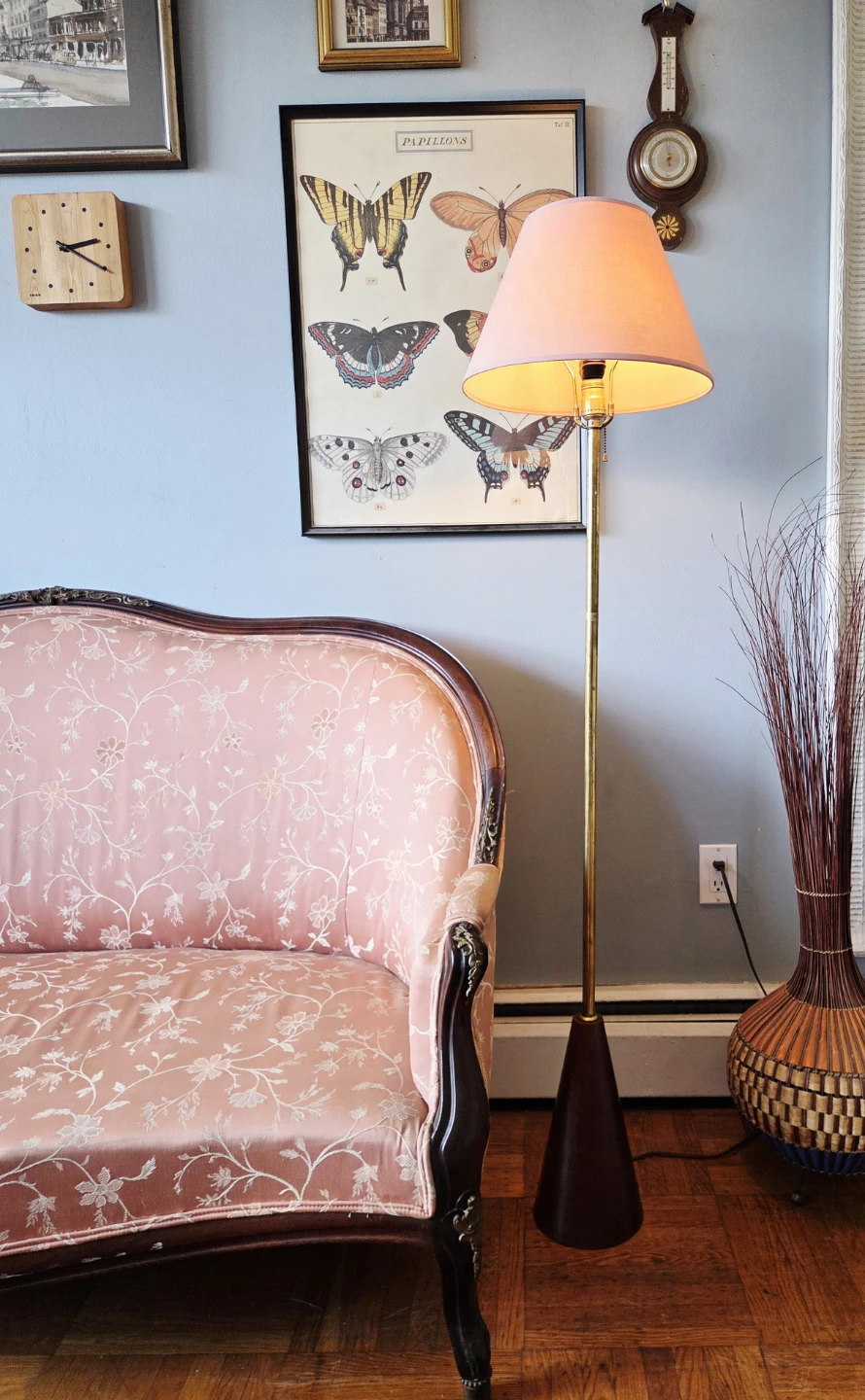 MCM Brass & Walnut Lamp