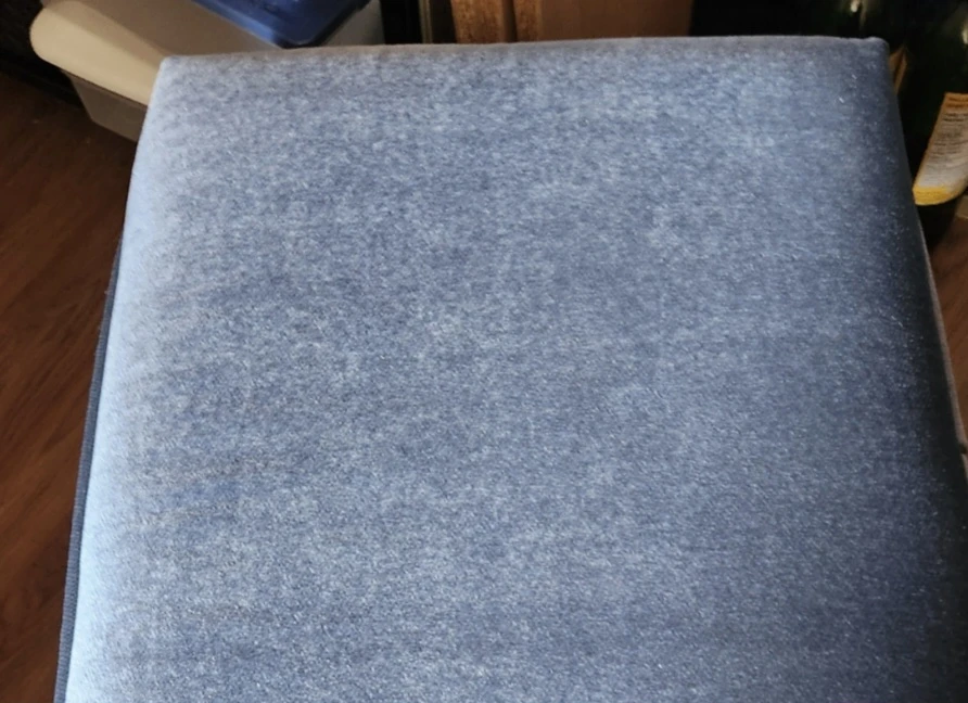 Blue Velvet Storage Ottoman. 24"  x 17" x 15" high