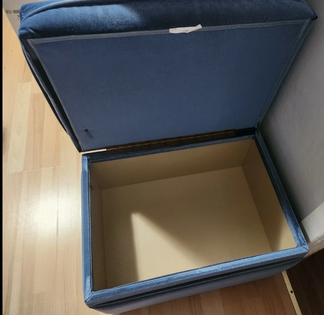 Blue Velvet Storage Ottoman. 24"  x 17" x 15" high - photo 2