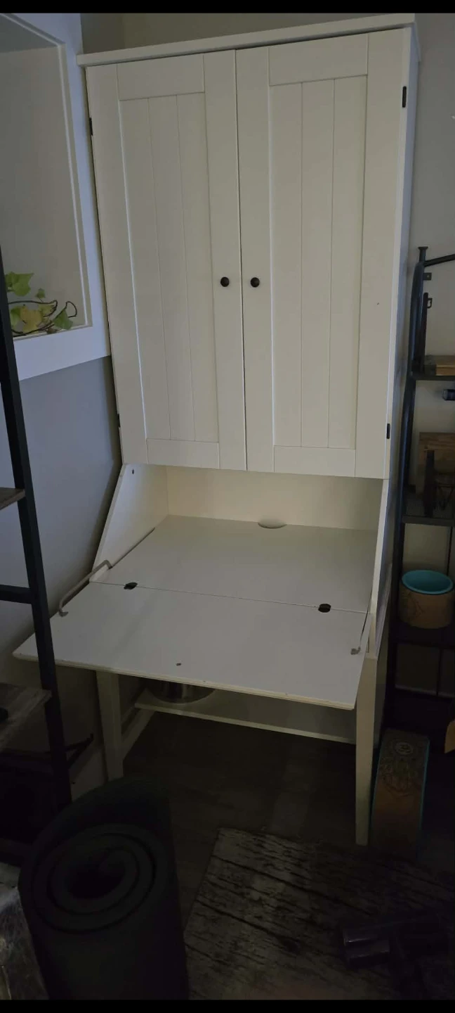 White Secretary Desk/Cabinet