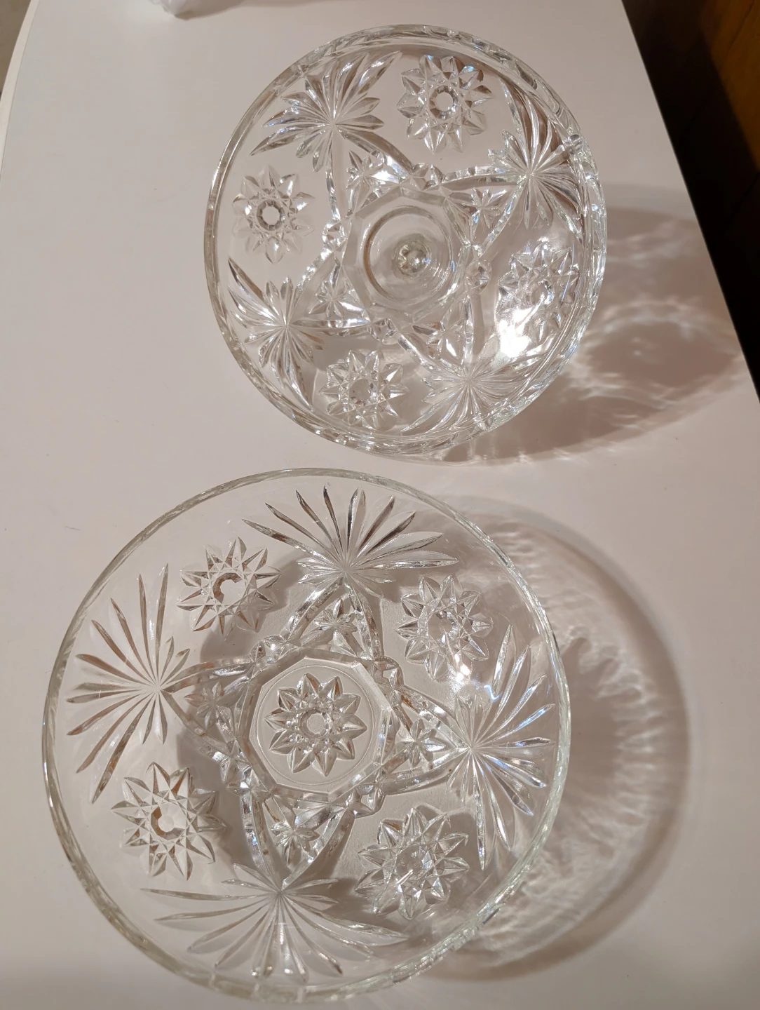 Vintage Starburst Pattern Clear Glass Candy Dish with Lid - photo 3