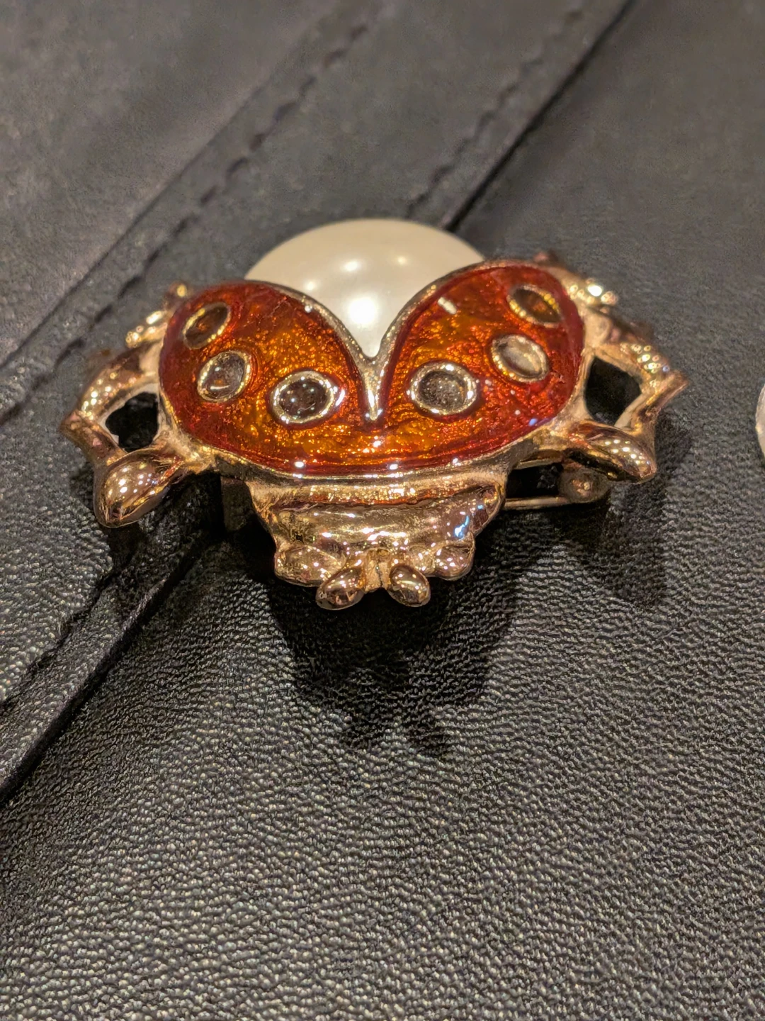 Vintage Ladybug Pearl Brooch - photo 2