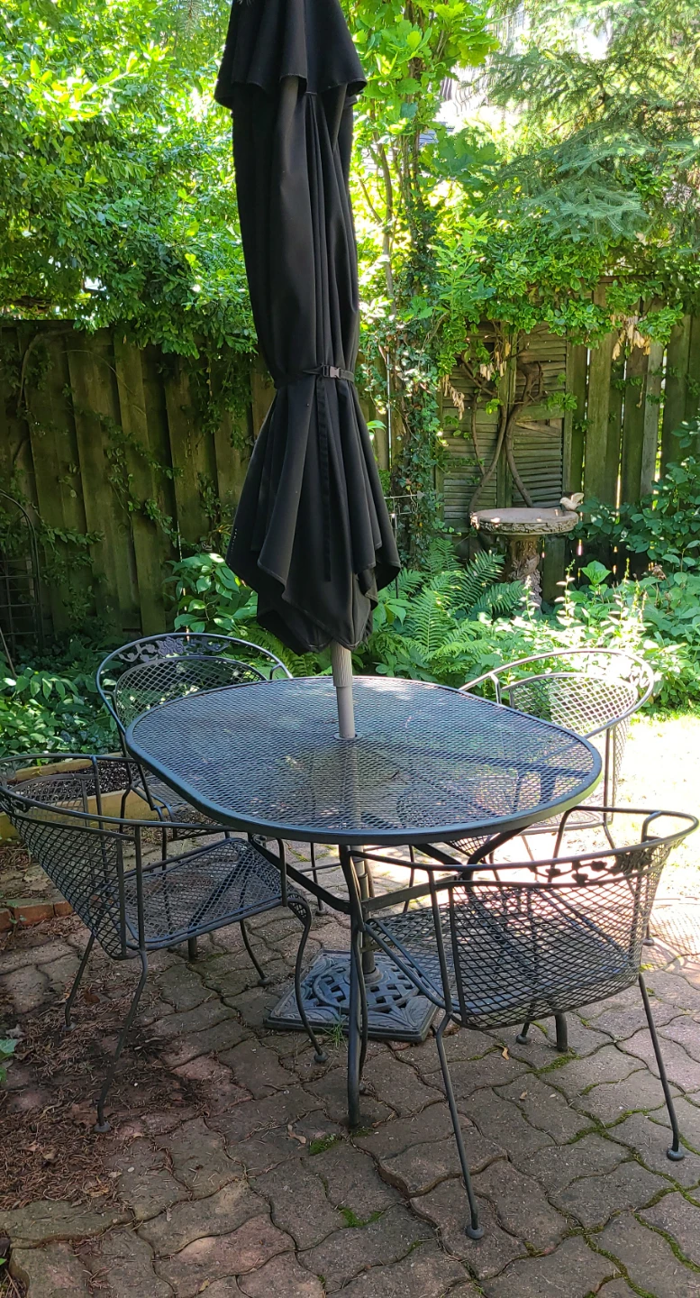 Wrought Iron Patio Set - Table, 4 Chairs, Umbrella - photo 4