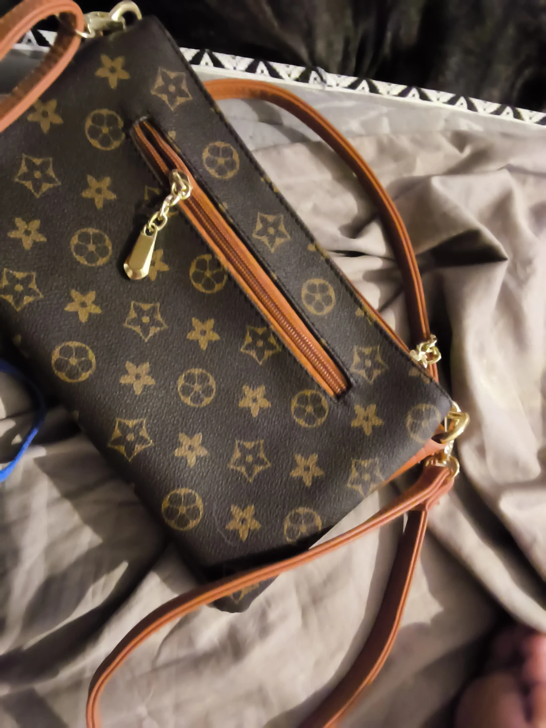 Brown monogram crossbody bag