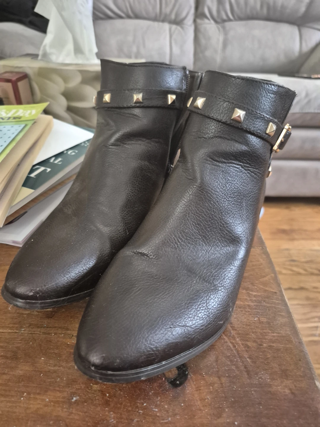 Black Studded Ankle Boots...size 9