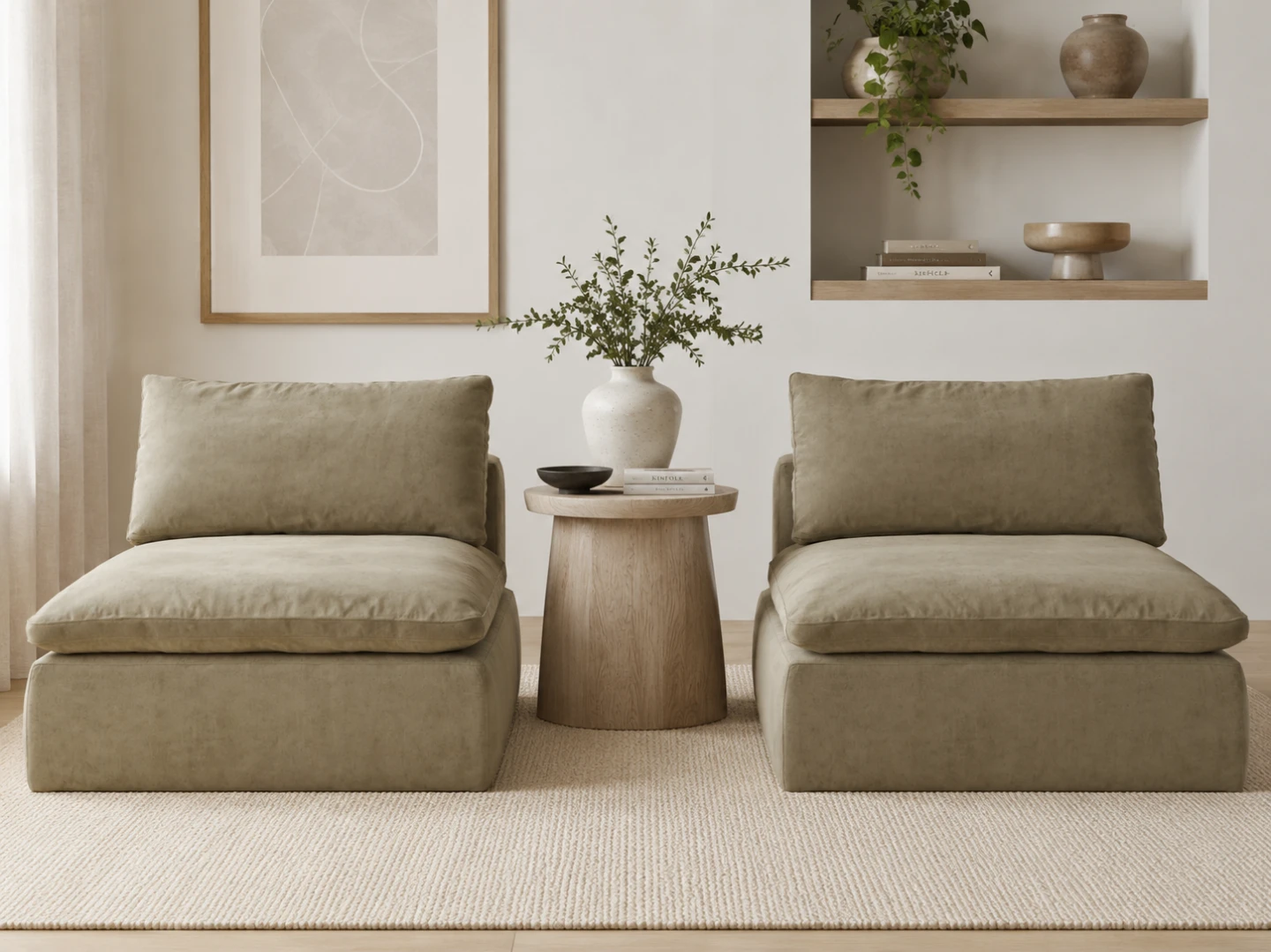 Modern Armless Accent Chair - Taupe - photo 2
