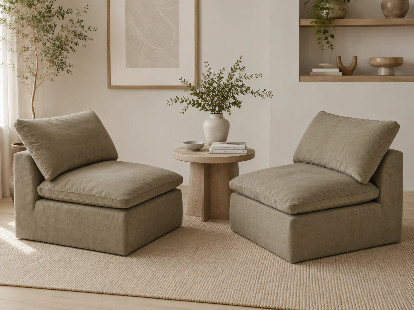 Modern Armless Accent Chair - Taupe - photo 3