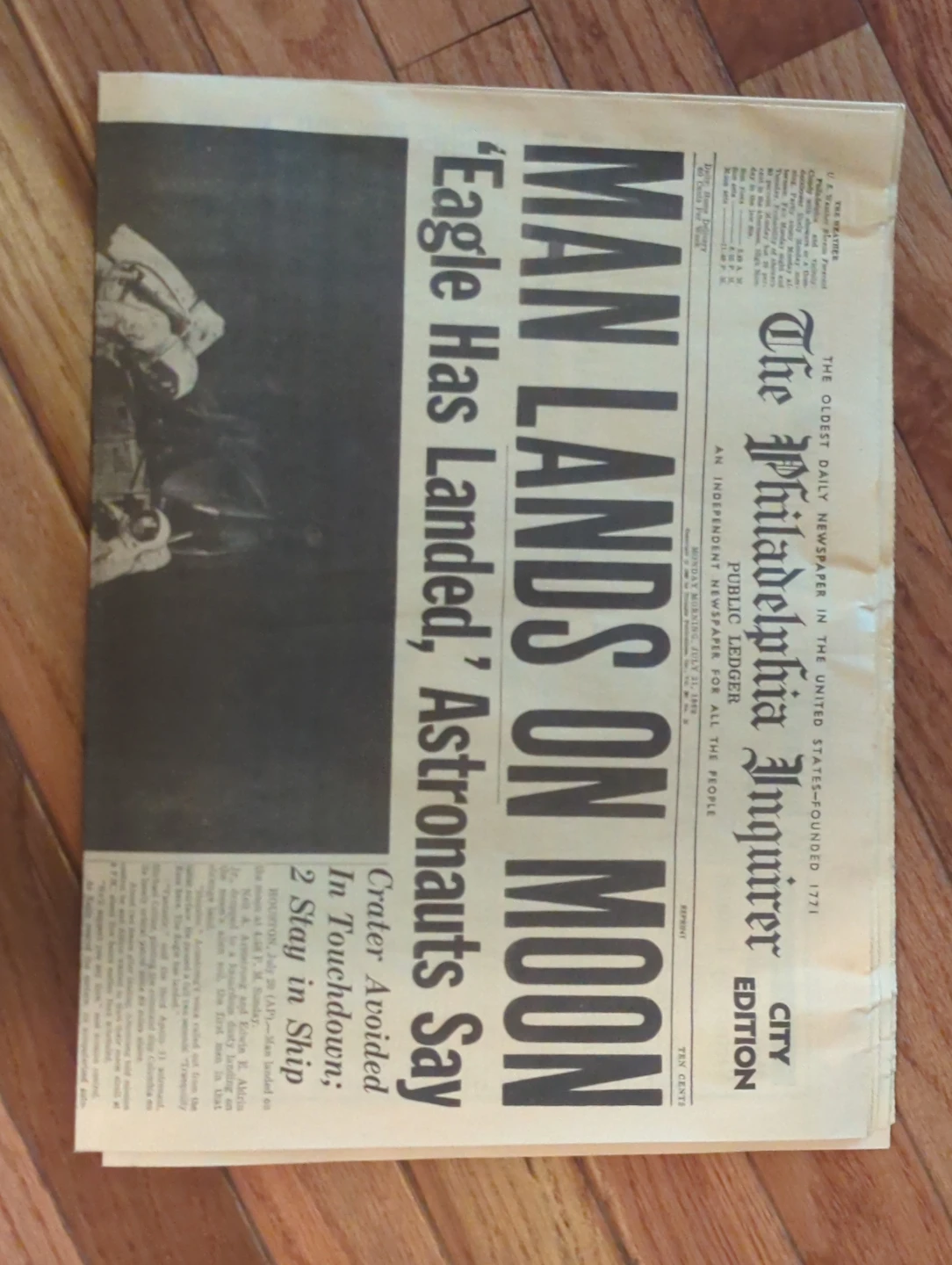 The Philadelphia Inquirer Newspaper - Man Lands on Moon