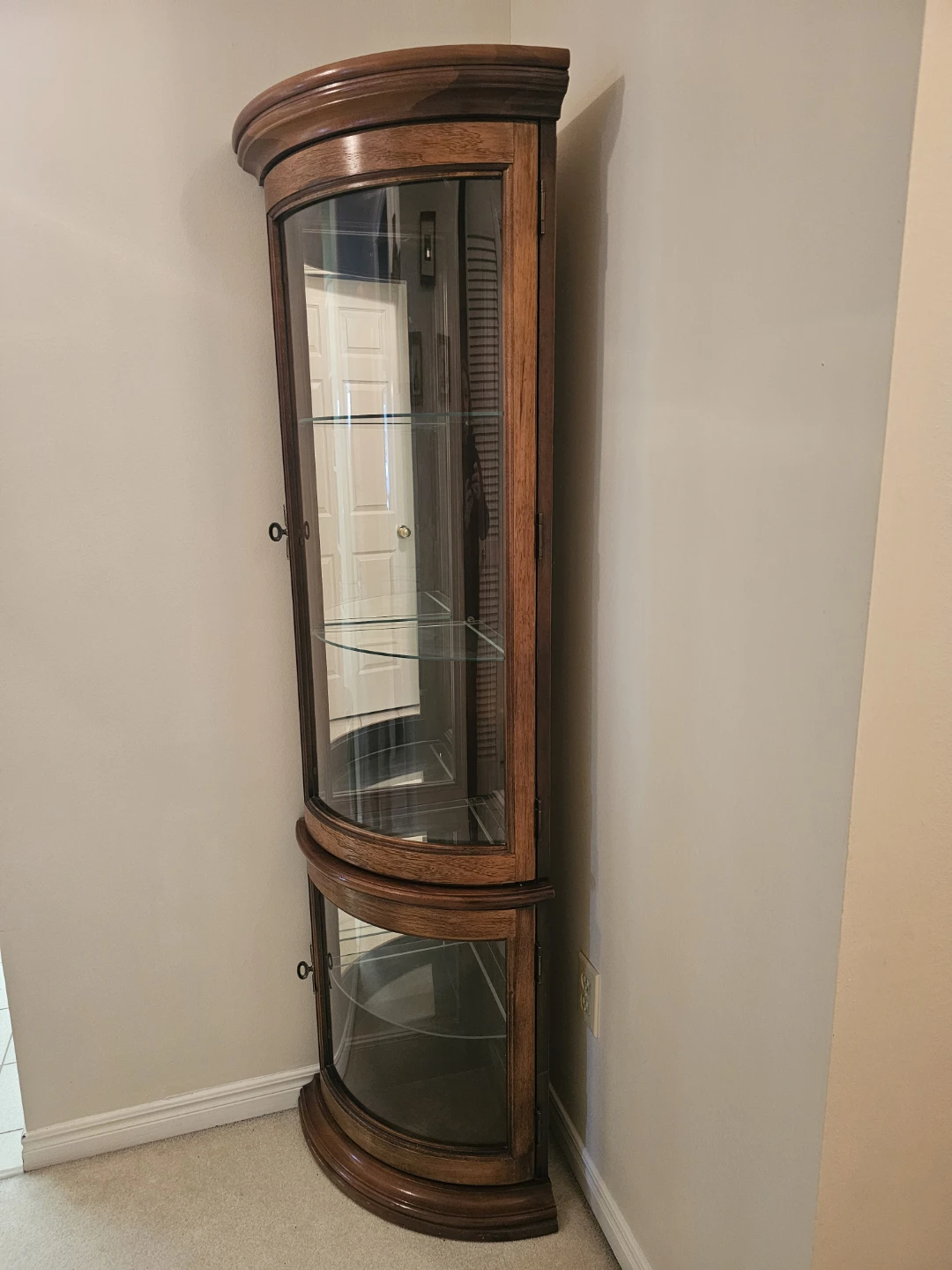 Corner Curio Cabinet - Wood and Glass - photo 2