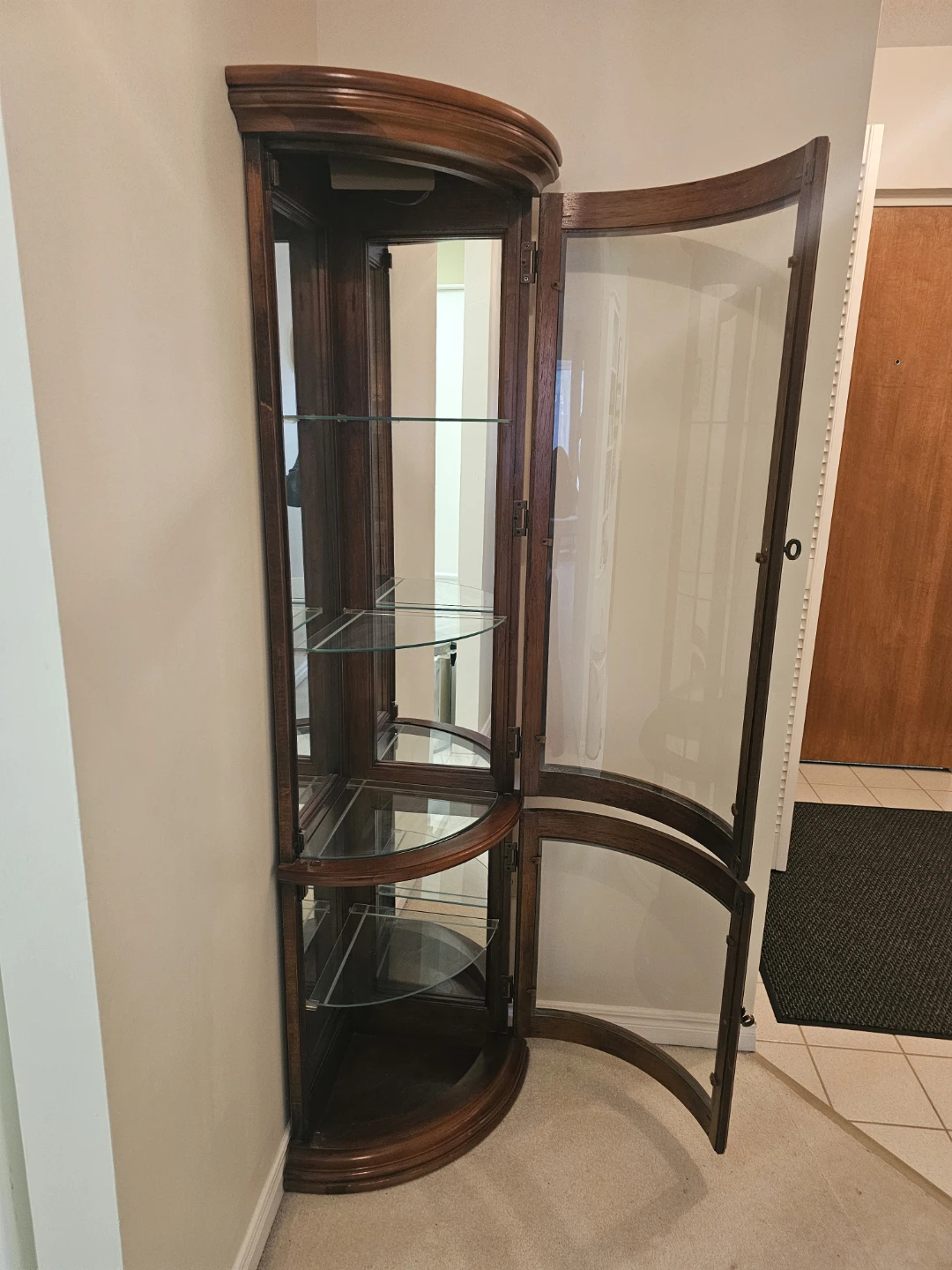 Corner Curio Cabinet - Wood and Glass - photo 3