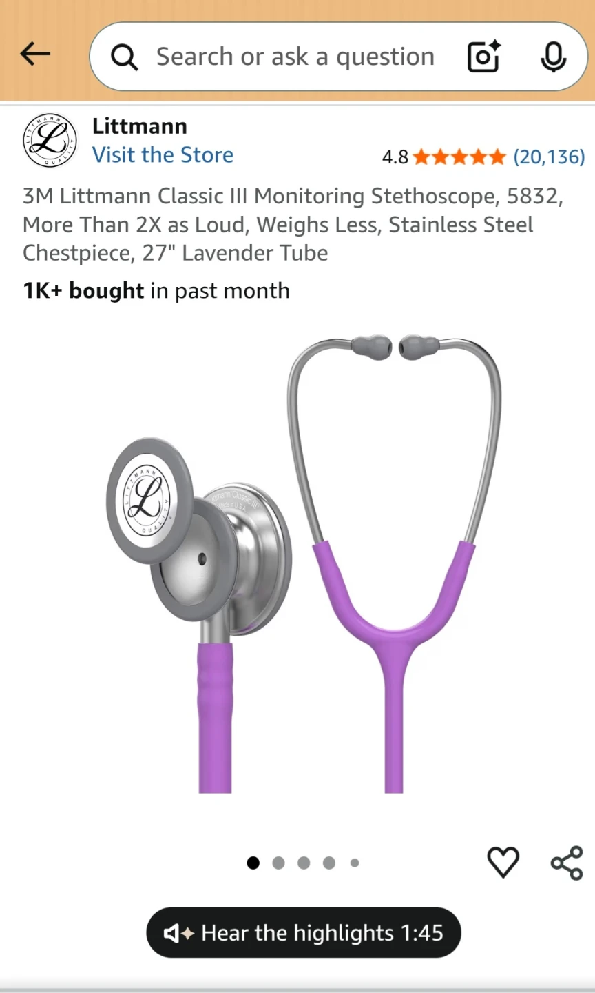 Littmann Classic III Monitoring Stethoscope - Lavender