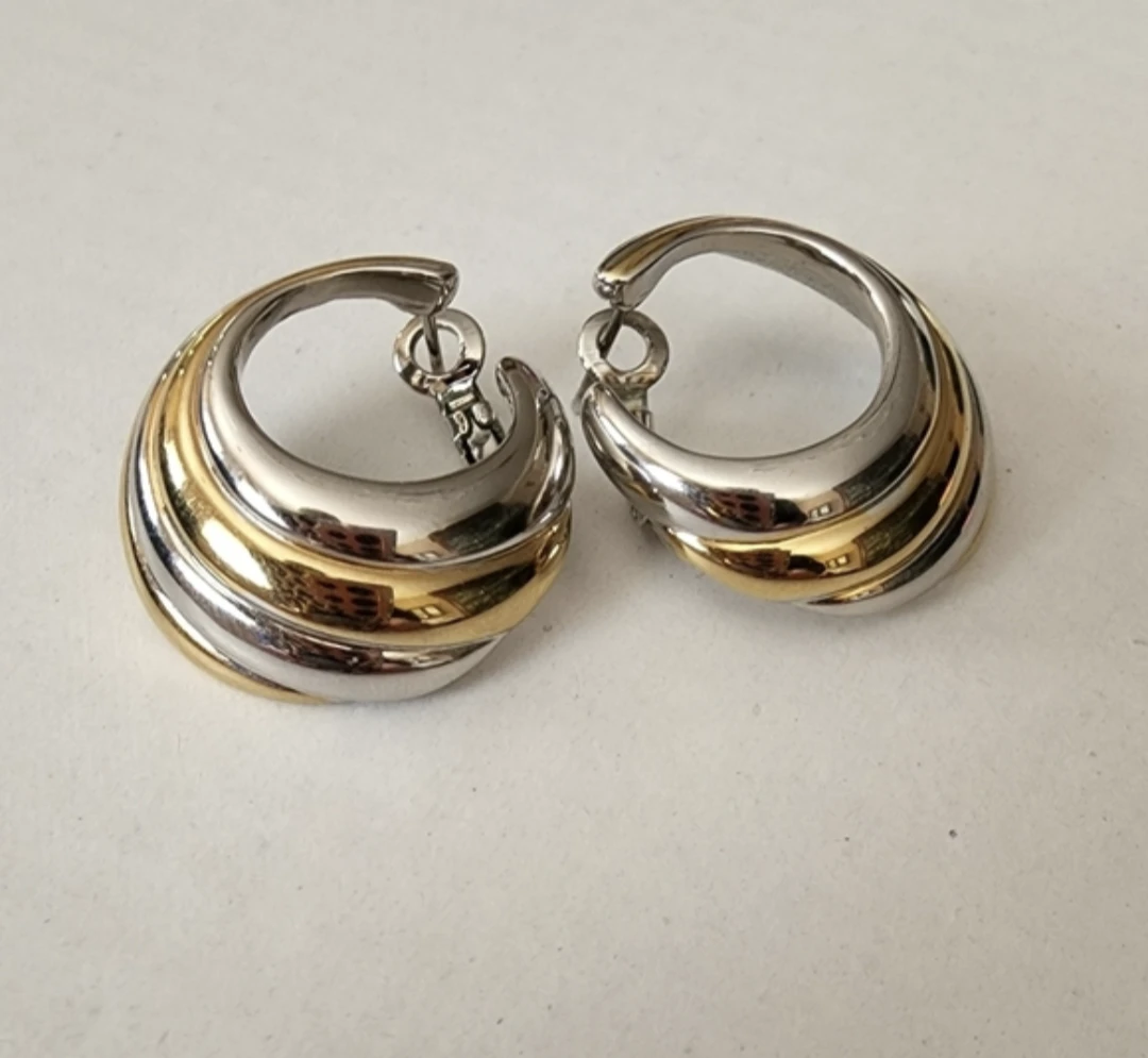 Vintage Chunky Swirl Hoop Earrings