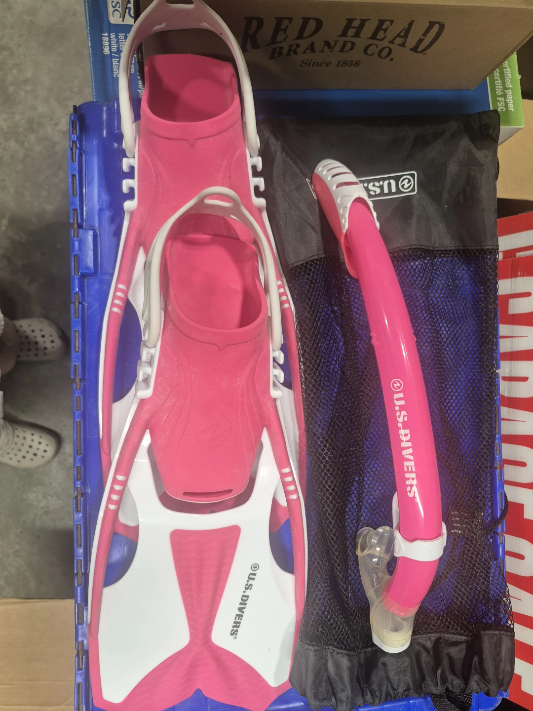 U.S. Divers Pink Snorkel Set with Bag