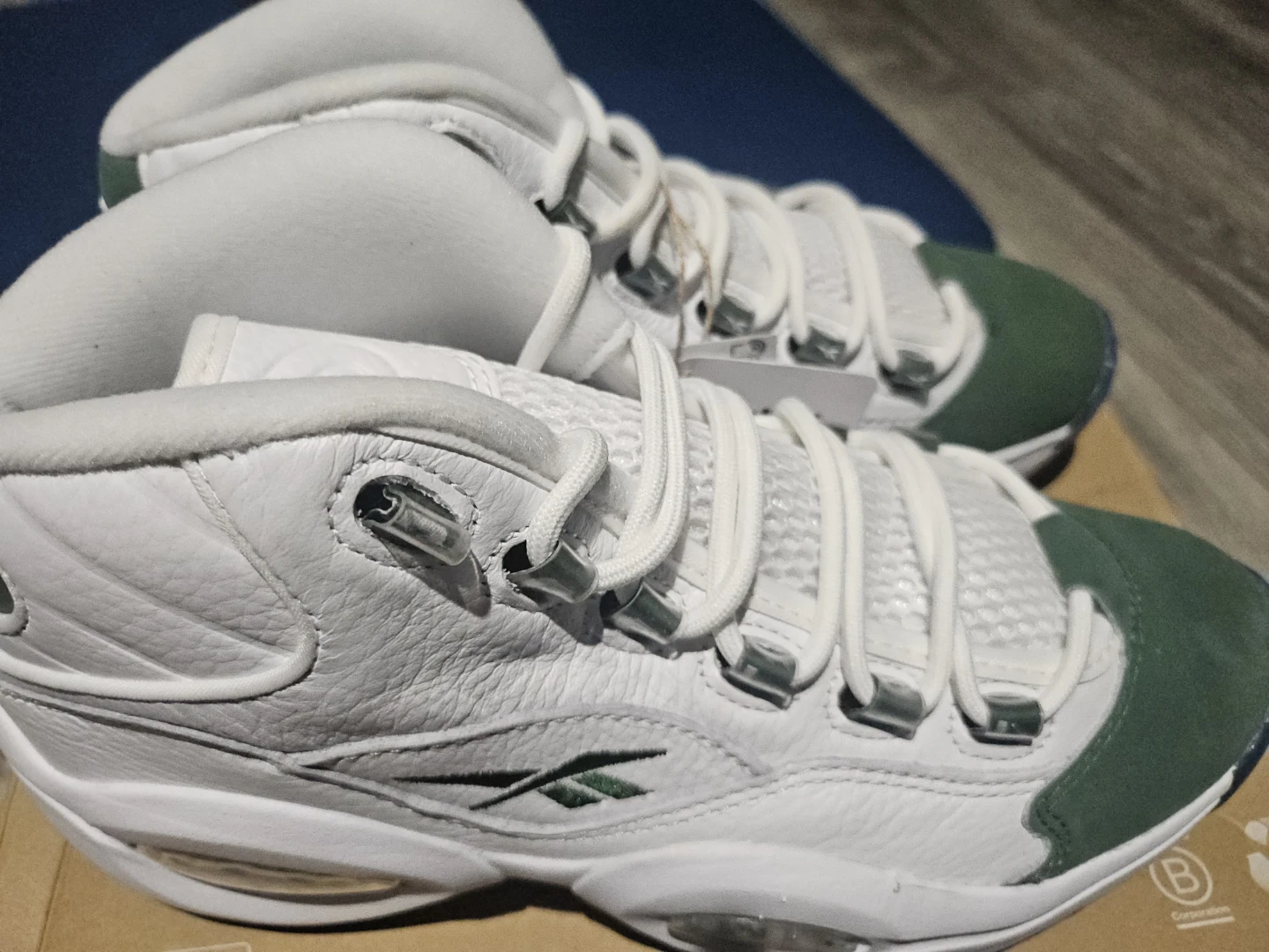 Reebok Question Mid White/Green Basketball Shoes - photo 2