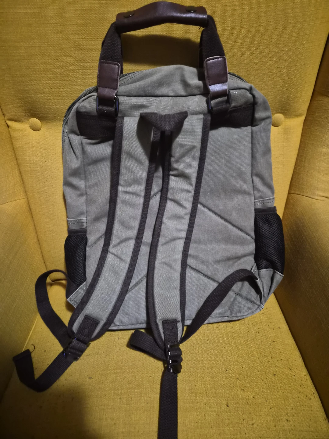 Canvas backpack with leather accents - photo 2