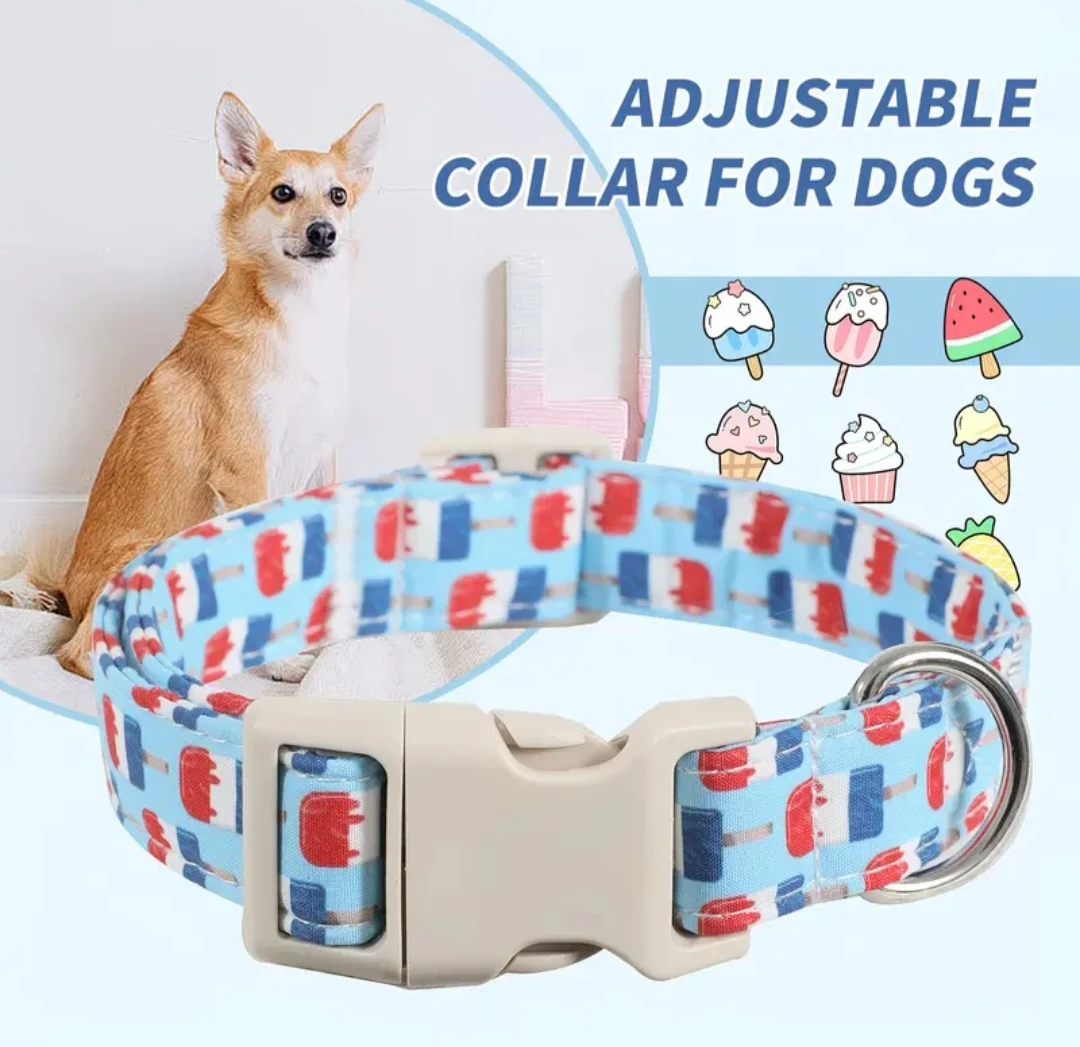 Adjustable Dog Collar - Ice Cream Pattern - Size M - photo 4
