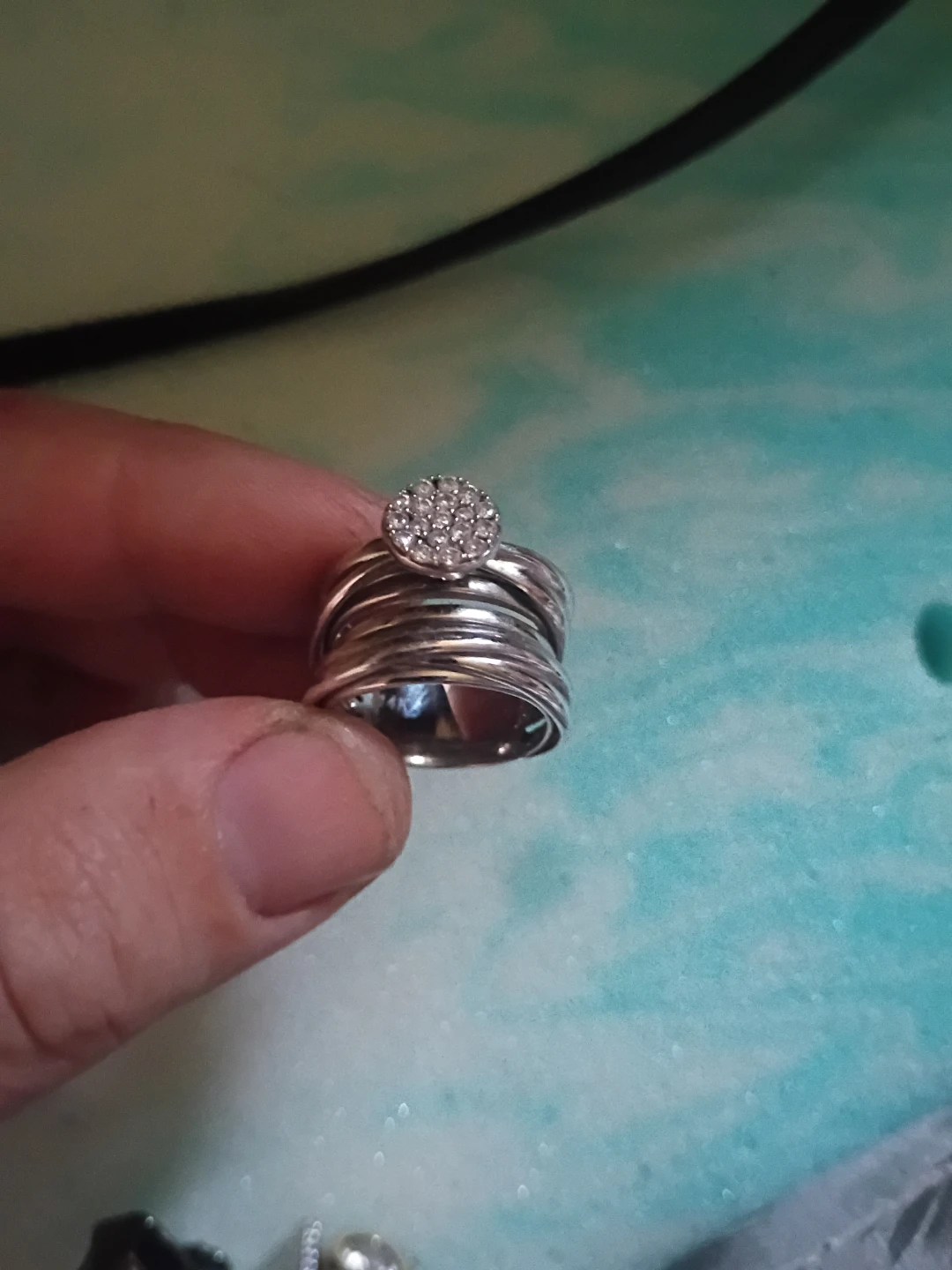 14K White Gold Stackable Ring with Diamonds