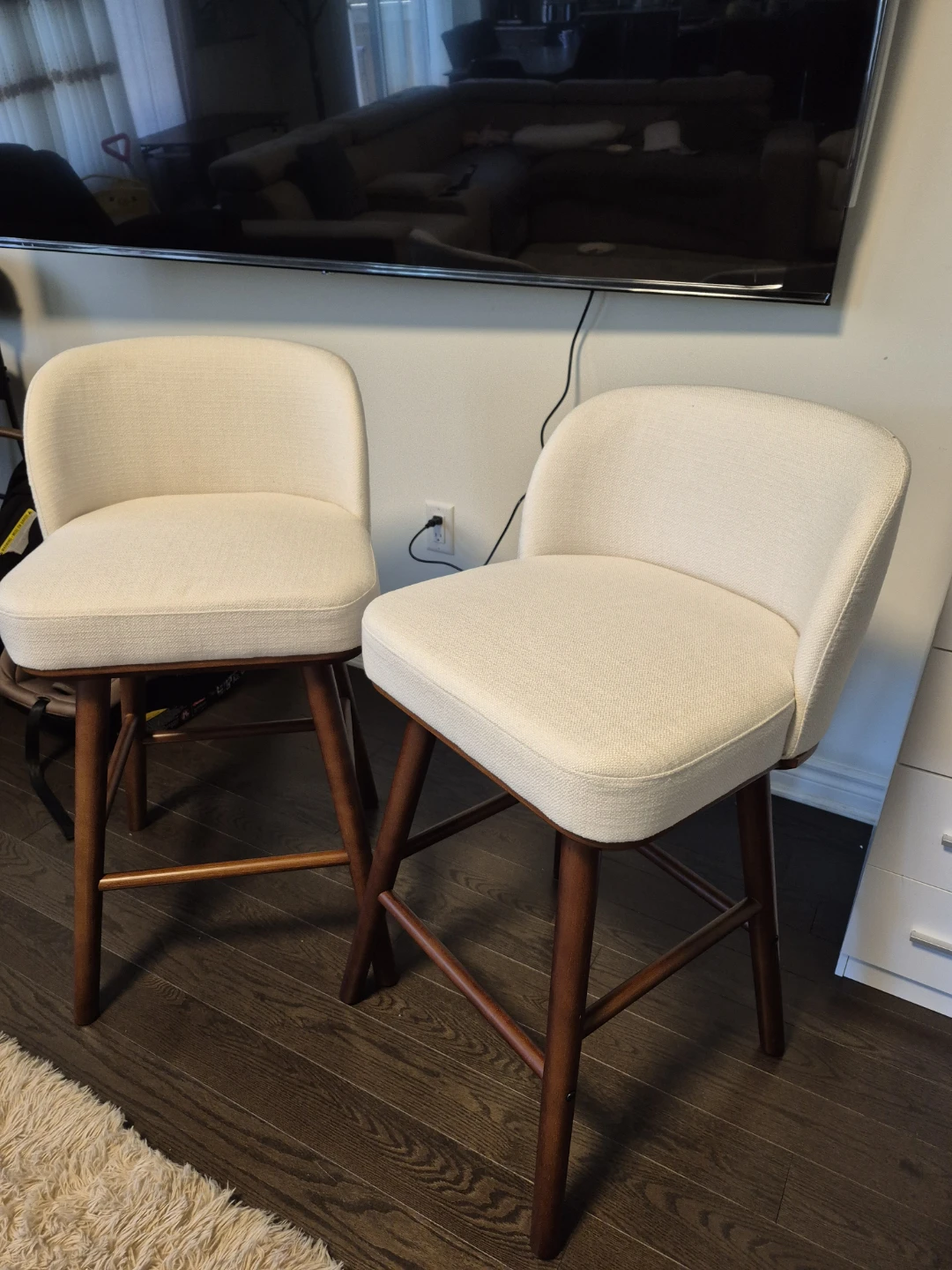 Set of 2 Cream Counter Height Bar Stools