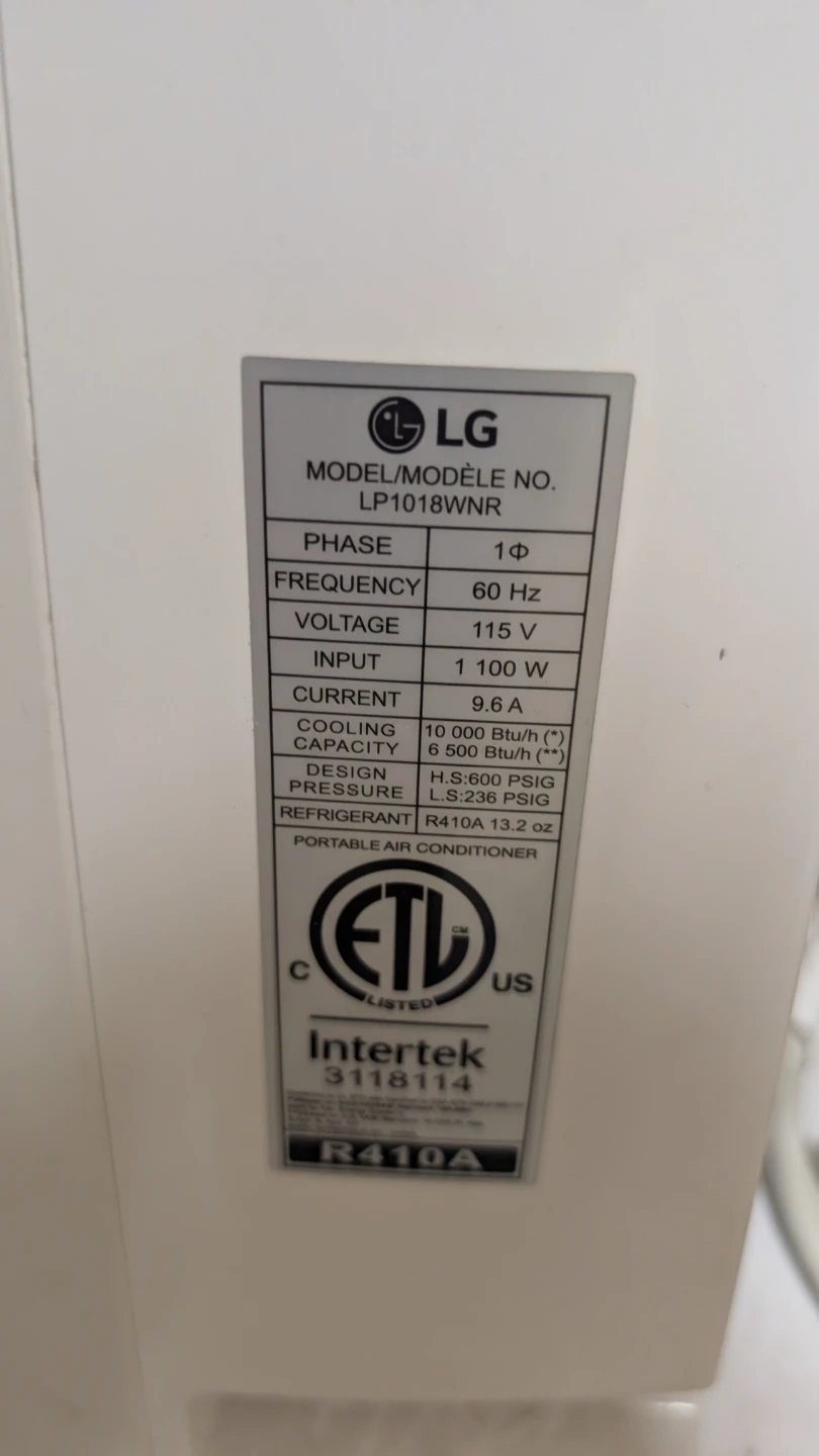 LG LP1018WNR Portable Air Conditioner - 10,000 BTU - photo 3