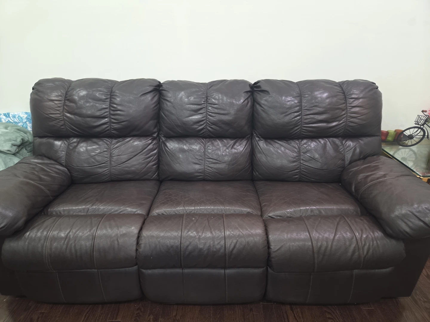 Brown Leather Reclining Sofa set - photo 3