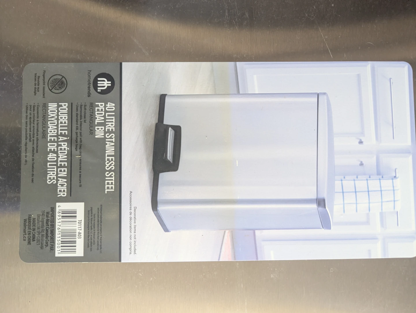 h.t. 40 Litre Stainless Steel Pedal Bin - photo 2