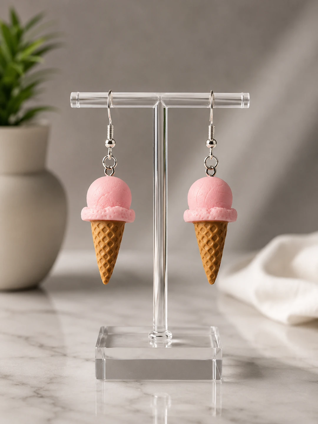 Boucles d'oreilles crème glacée rose