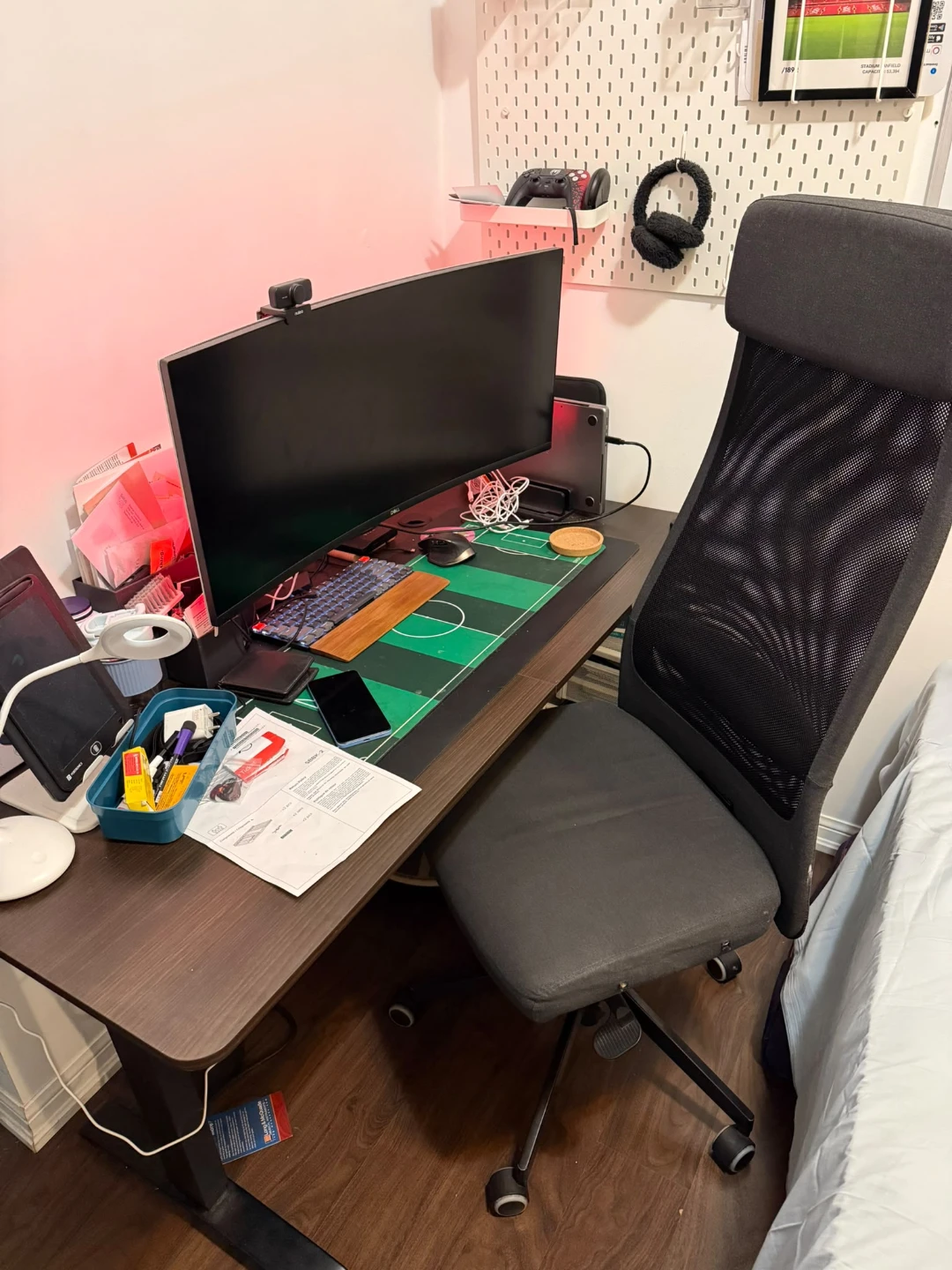 Ergonomic Mesh Office Chair and a Sit Stand Desk