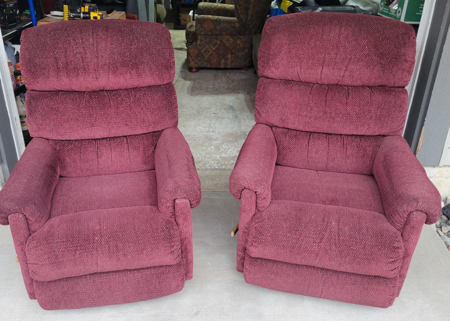 2x Burgundy LaZBoy Brand Rocker Recliners (FREE DELIVERY)