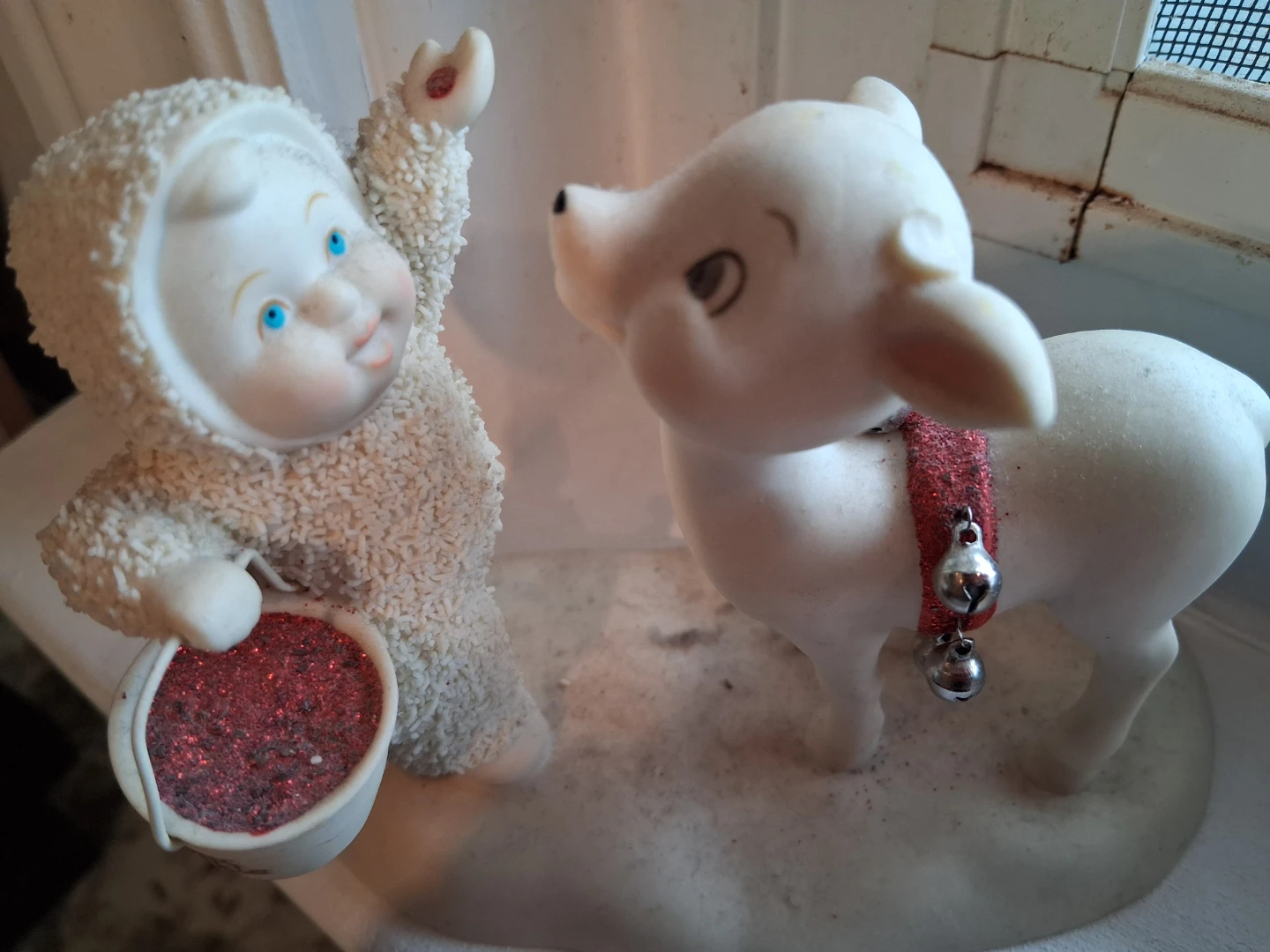Vintage Christmas Snowman and Reindeer Figurine