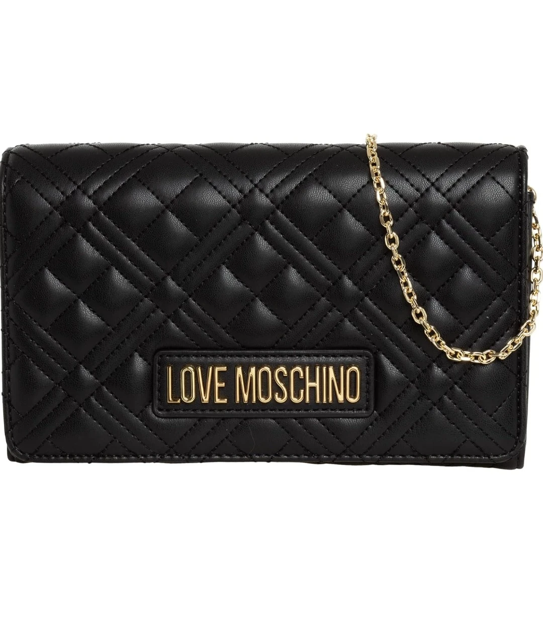 Love Moschino Quilted Black Faux Leather Chain Shoulder Bag