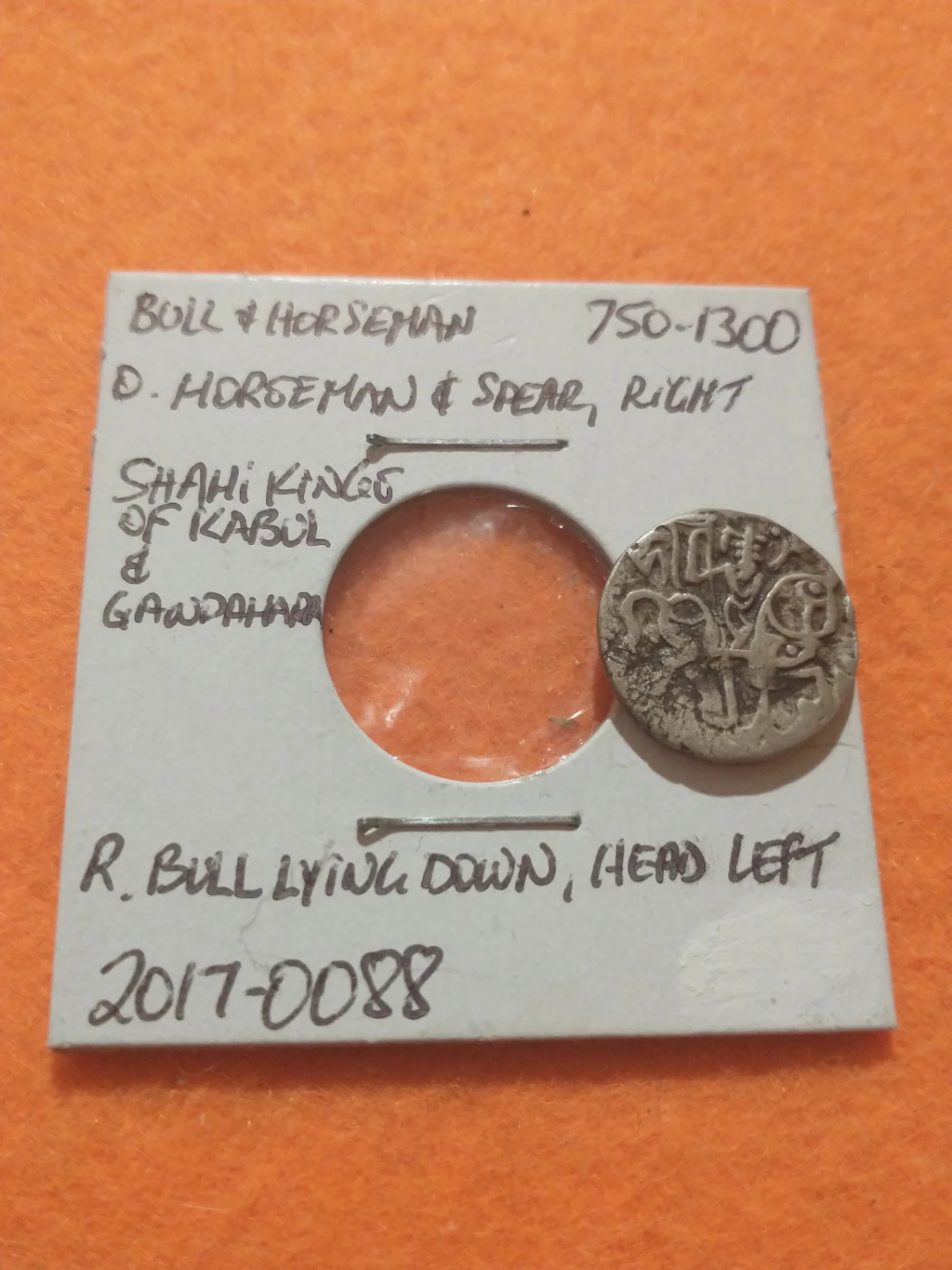 750-1300 AD Shahi Kings Shahi Bull and Horseman Silver Coin - photo 3