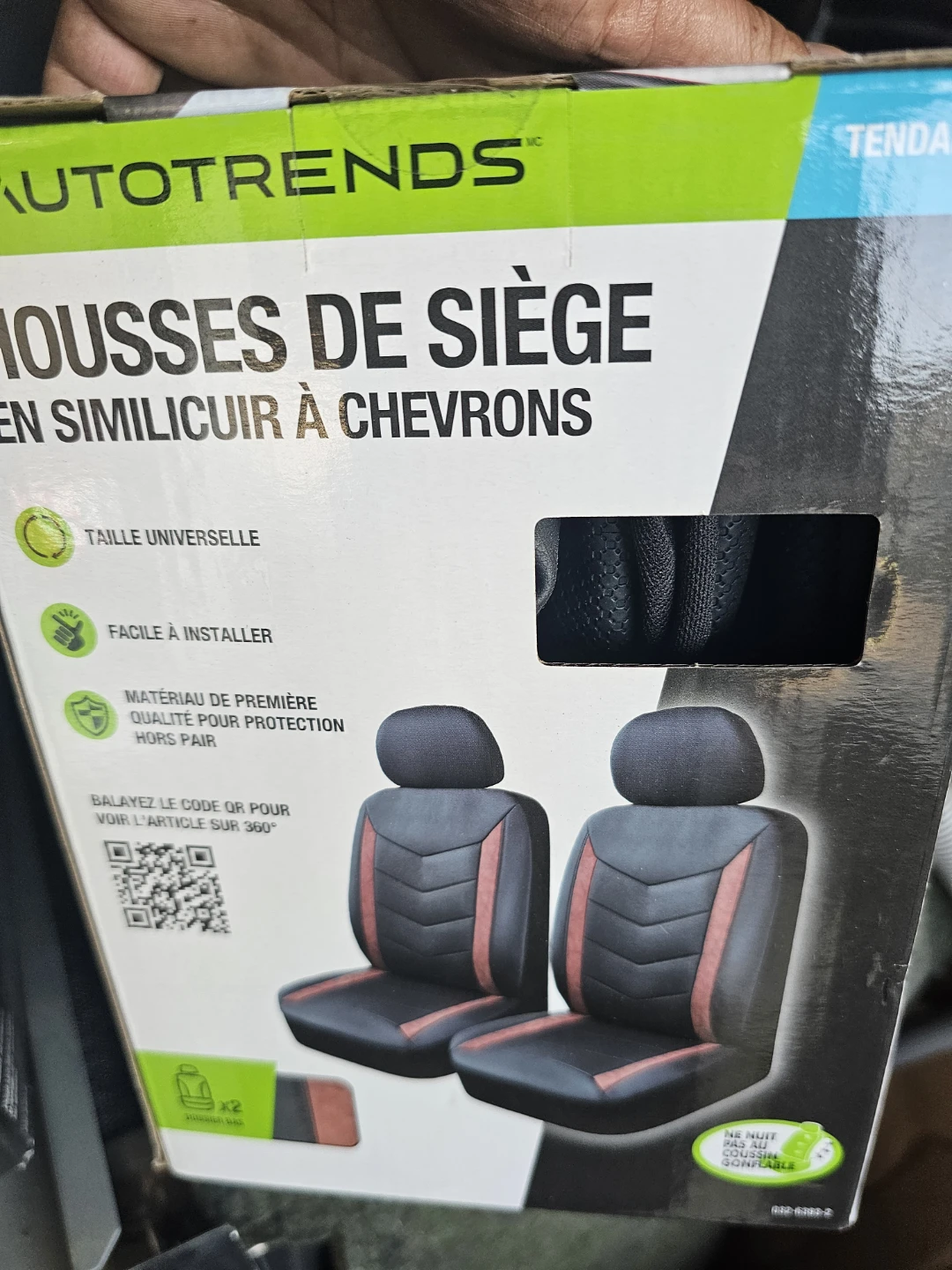 AutoTrends Universal Faux Leather Chevron Seat Covers (2-Pack)
