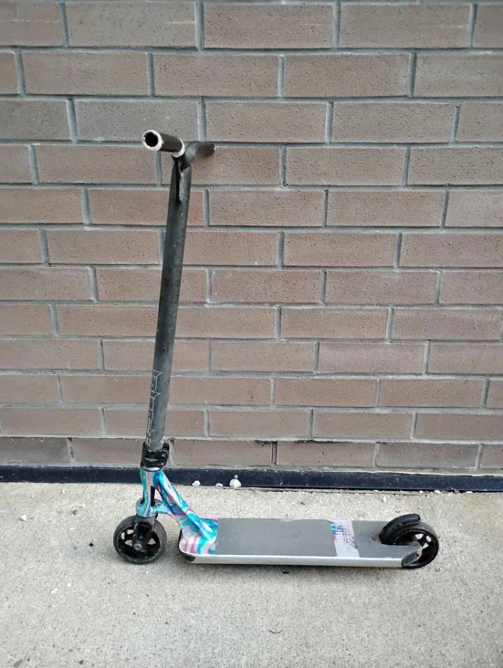 Scooter with colourful deck