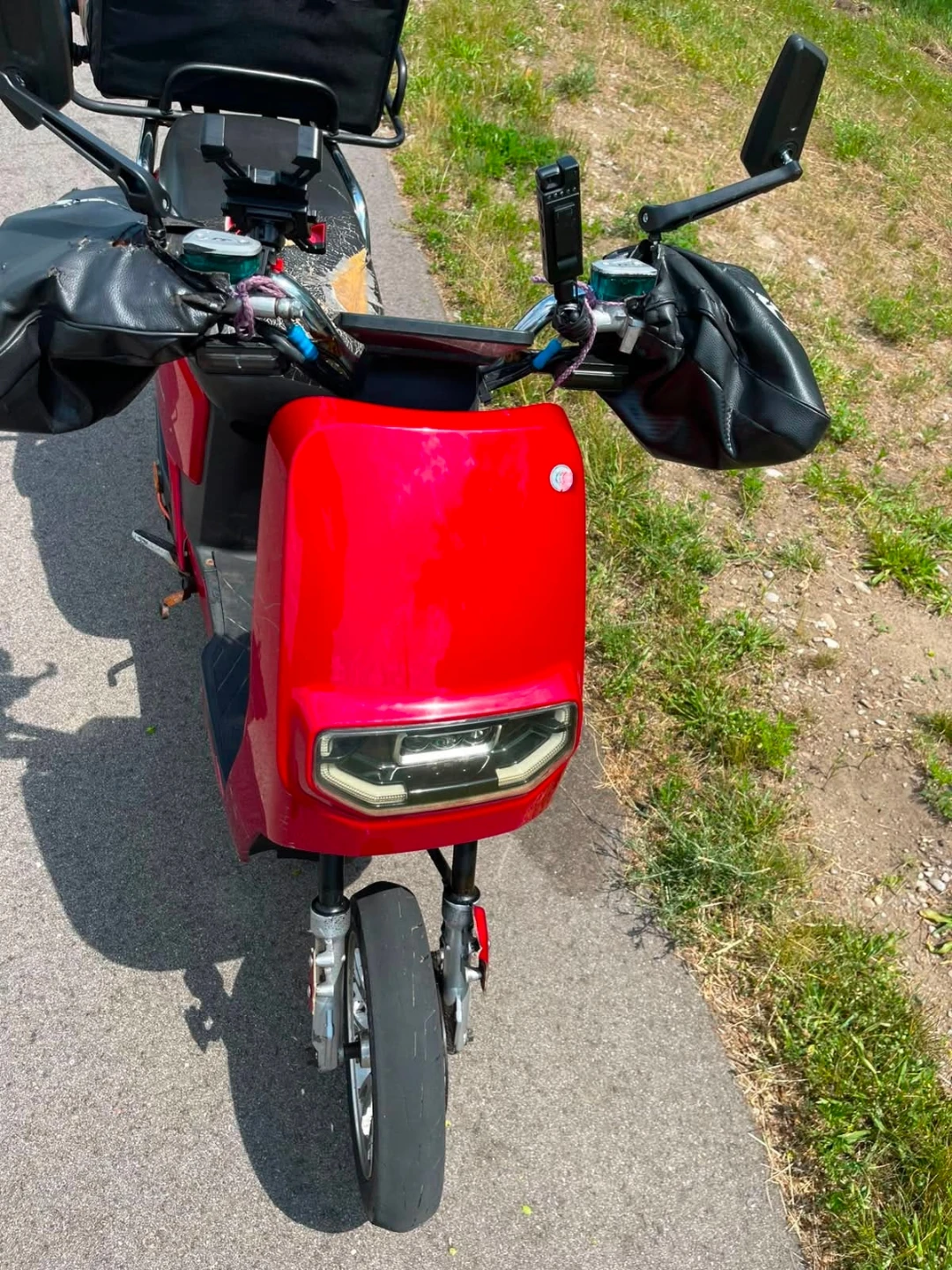 Red Electric Scooter with Delivery Box