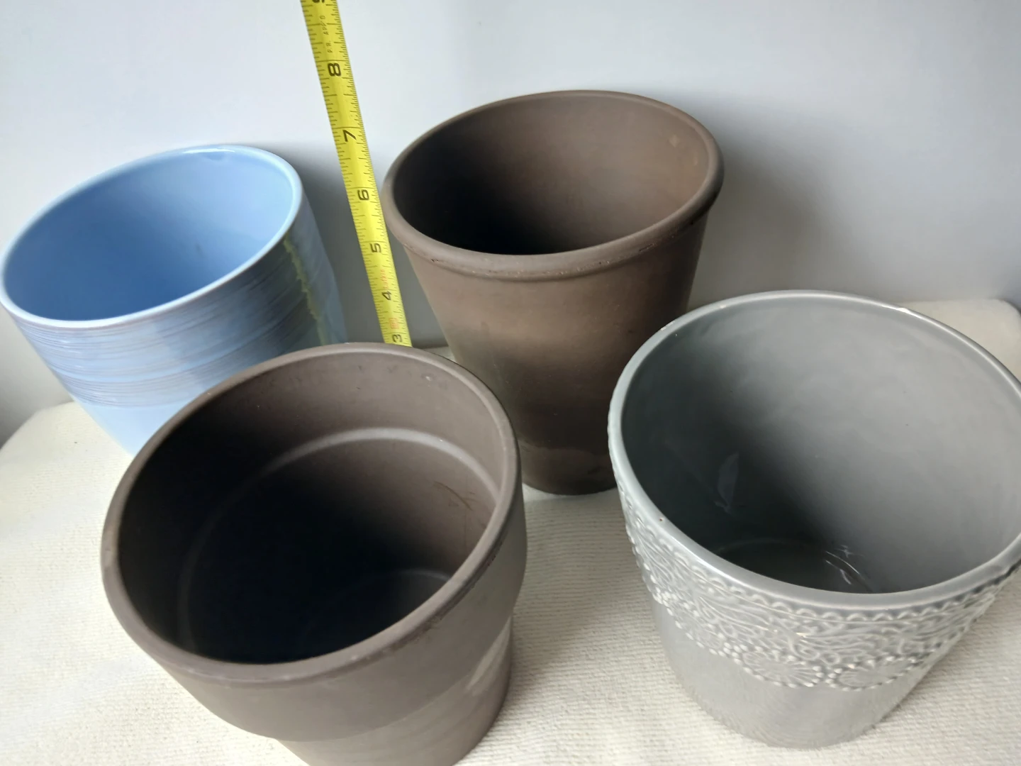 4 Ceramic & Terracotta Planters. No drainage. $6 EACH. - photo 2