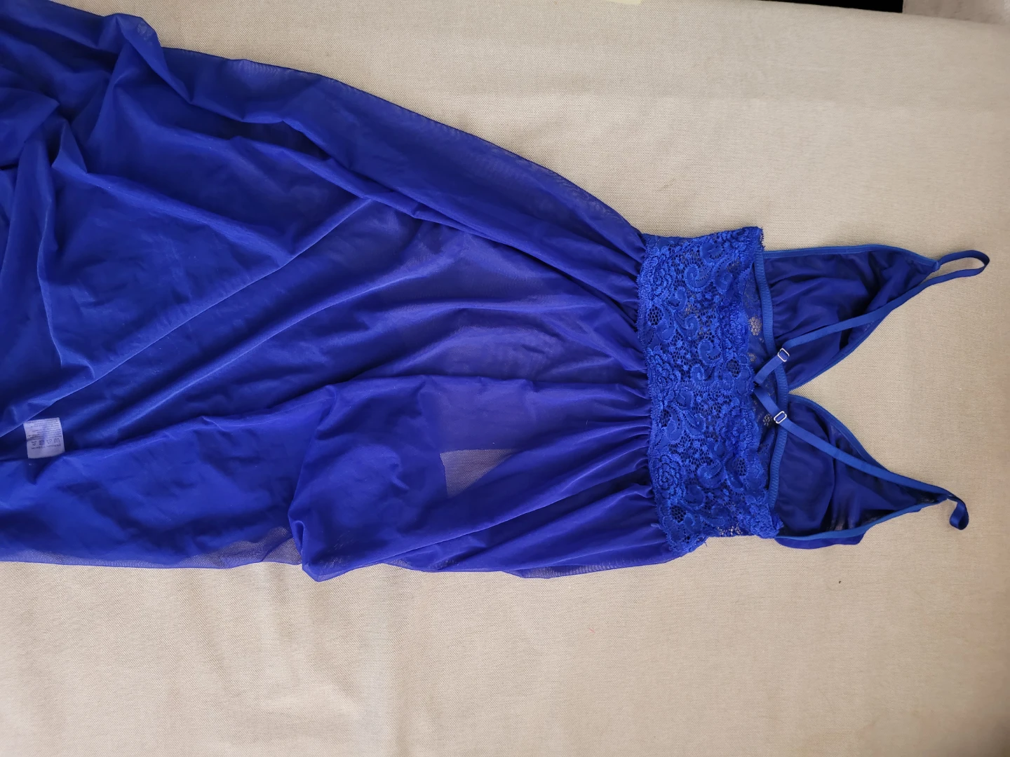 Blue sheer lace trim babydoll nightgown - photo 2