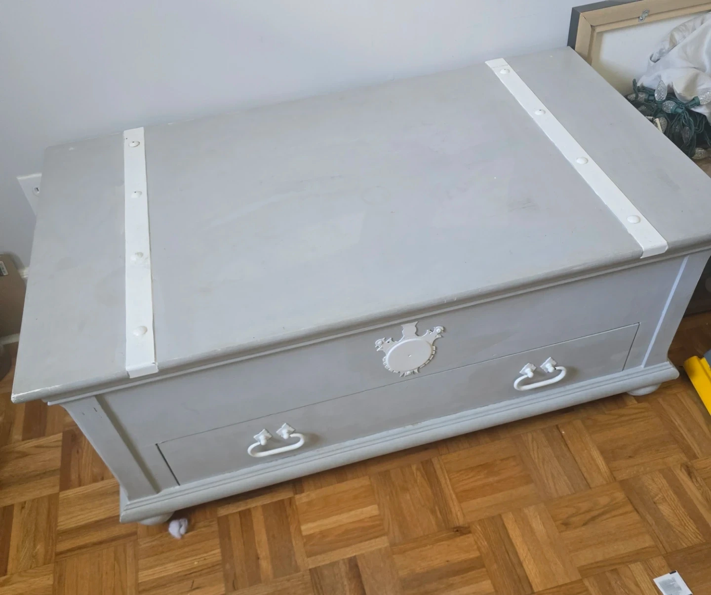 Grey Storage Chest with Drawers