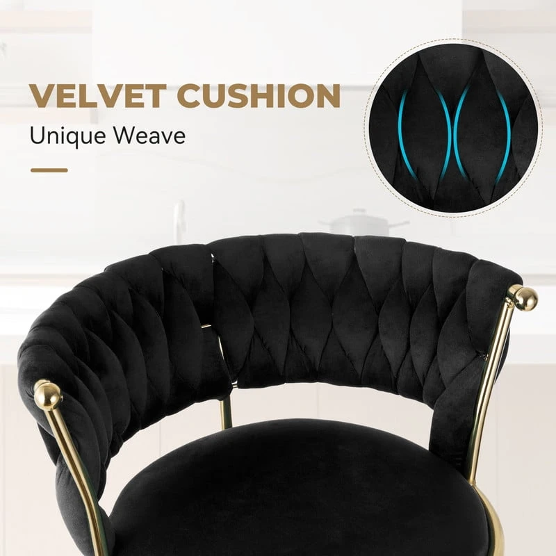 Brand new Black Velvet Bar Stool with Gold Base - photo 5