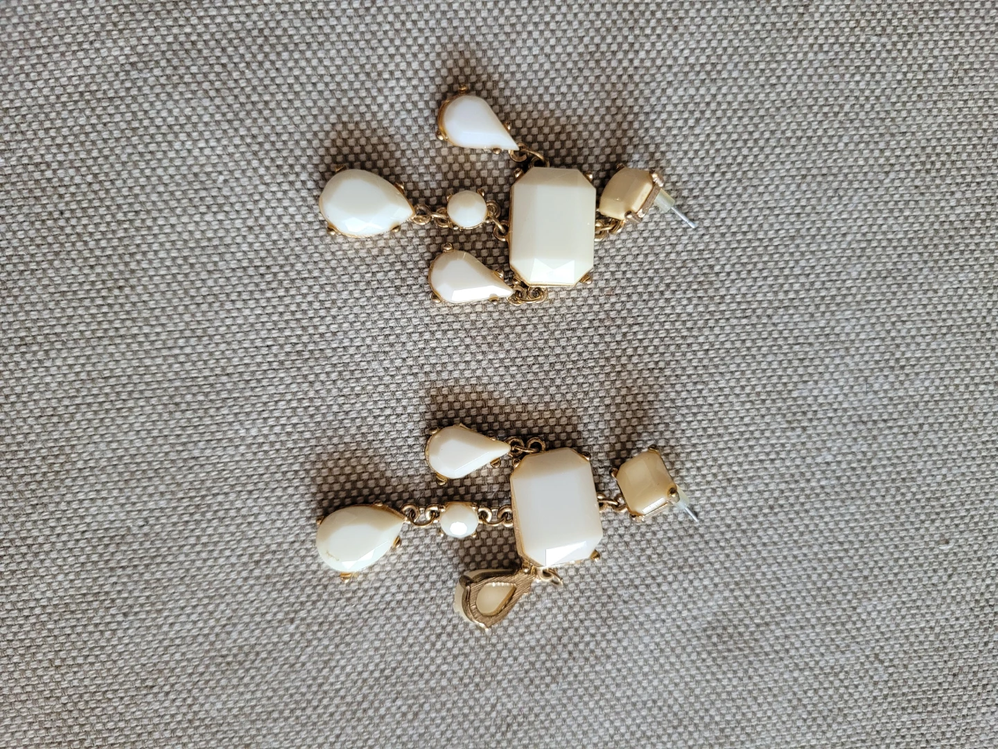 White and gold chandelier earrings