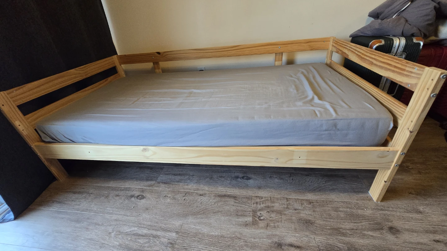 IKEA Wooden Bed Frame with Twin Mattress
