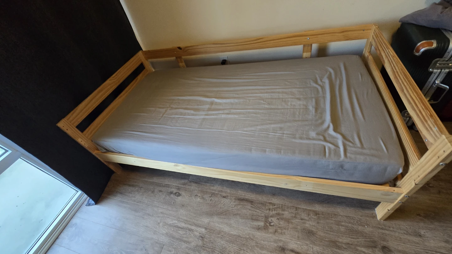 IKEA Wooden Bed Frame with Twin Mattress - photo 2