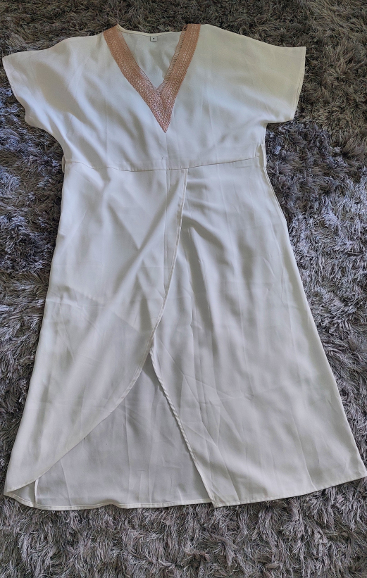White Maxi Dress with Embellished Neckline - photo 3
