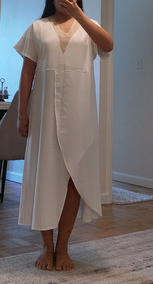 White Maxi Dress with Embellished Neckline - photo 5