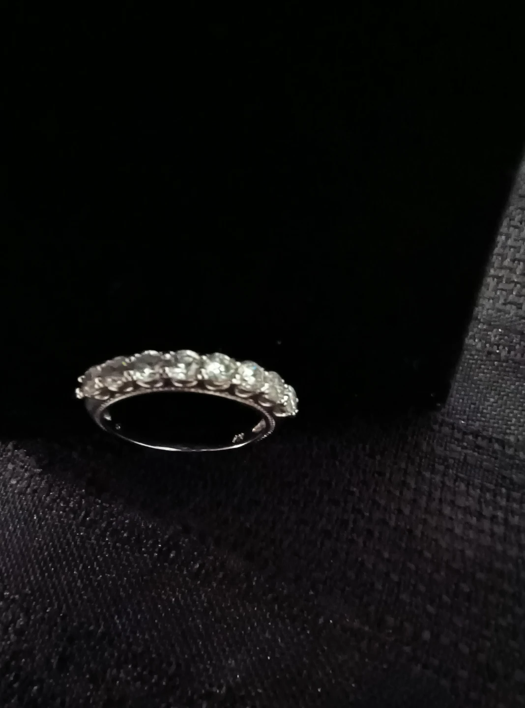Rhinestone Silver Tone  Eternity Band Ring