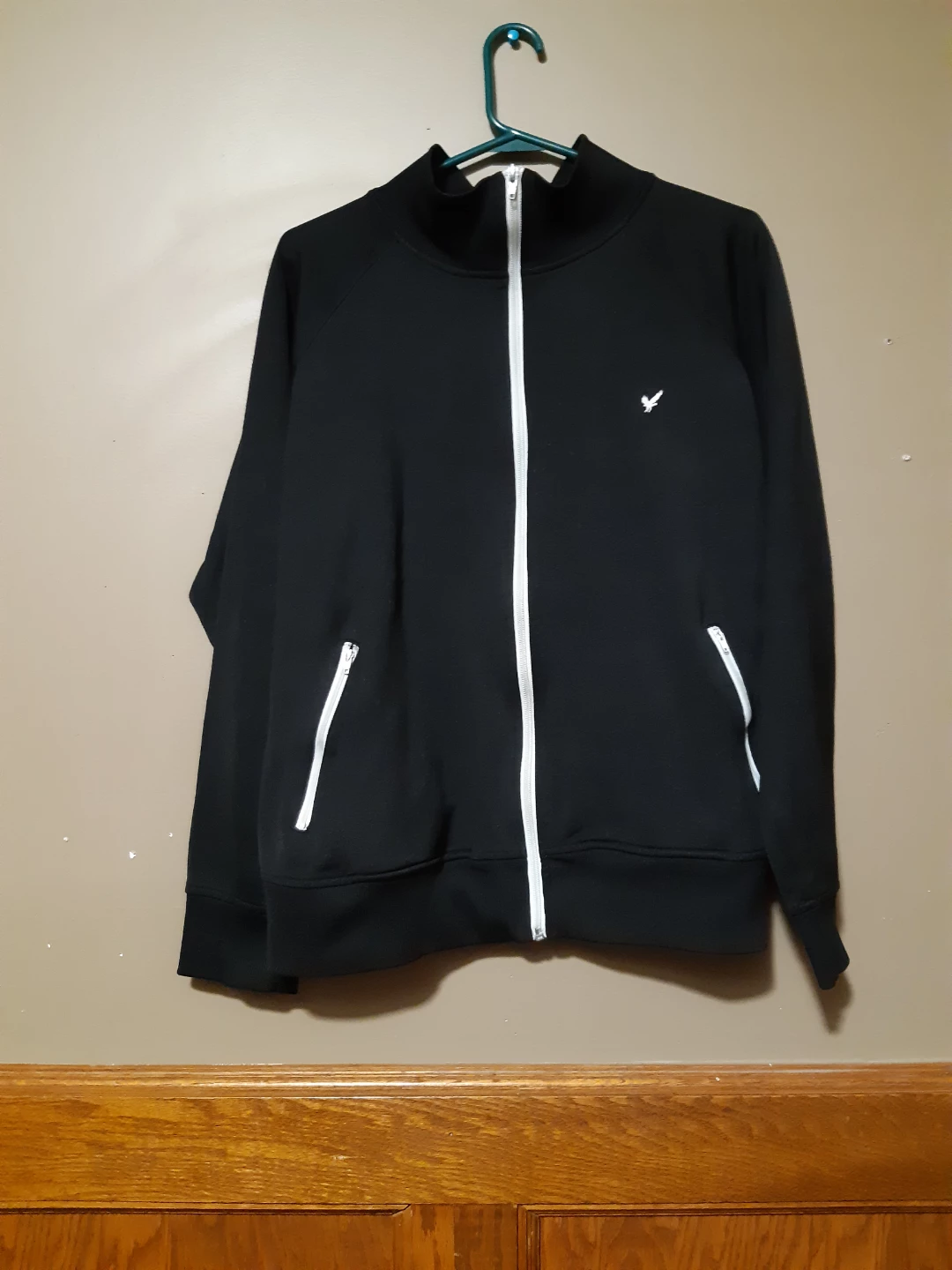American Eagle Black Zip-Up Track Jacket