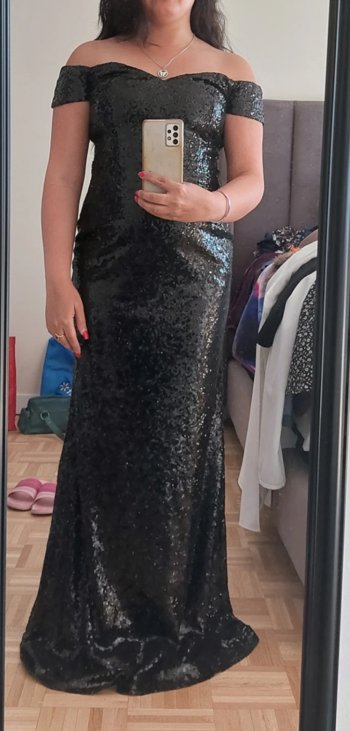 Black Sequin Off-the-Shoulder Maxi Dress - photo 2