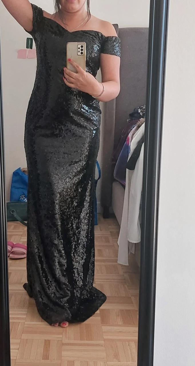 Black Sequin Off-the-Shoulder Maxi Dress - photo 3